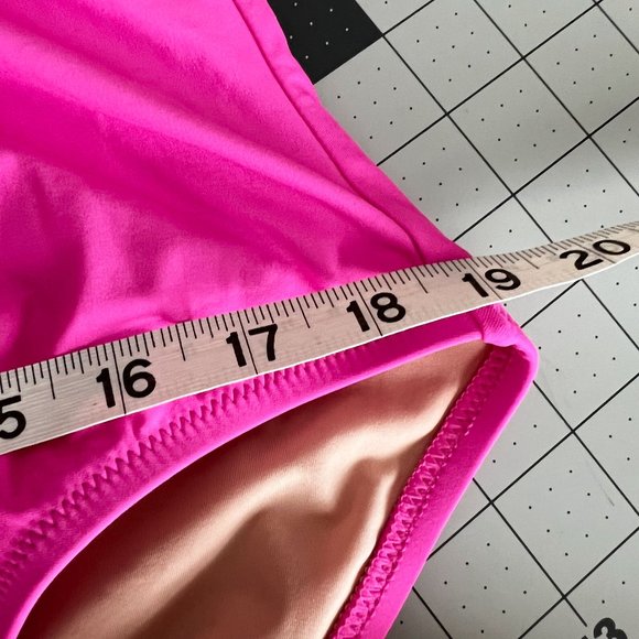 J. Crew deep v-neck french one-piece swimsuit neon flamingo pink - Picture 7 of 11